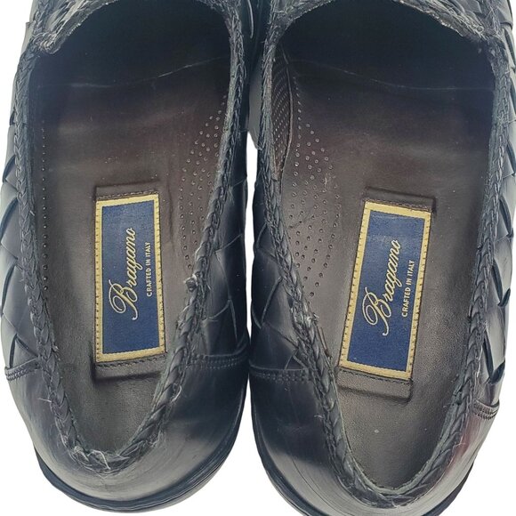Italy Bragano Cole Haan Men's size 9 Black Woven Leather Loafer Dress Shoes - Picture 9 of 11